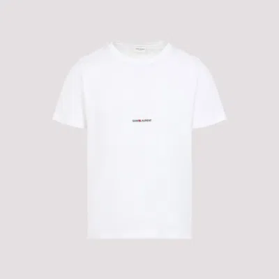 Saint Laurent Logo-print Crew-neck T-shirt In White