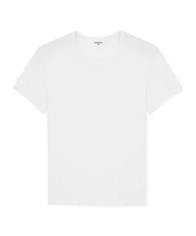 Saint Laurent Crew Neck T-shirt In White