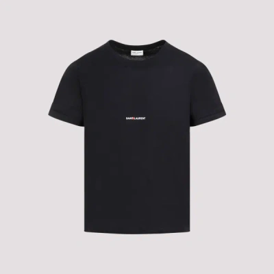 Saint Laurent Logo T-shirt In Cotton In Black