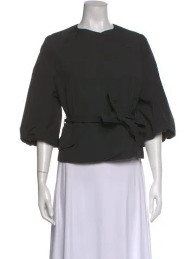 Pre-owned Saint Laurent Crew Neck Three-quarter Sleeve Blouse In Gray