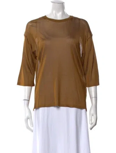 Pre-owned Saint Laurent Crew Neck Three-quarter Sleeve Top W/ Tags In Green