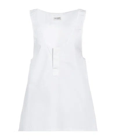 Saint Laurent Crew Neck Vest In White