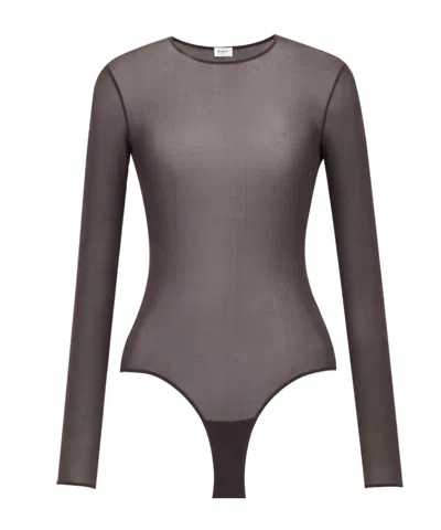 Saint Laurent Crewneck Bodysuit In Jersey In Black