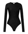 Saint Laurent Crewneck Bodysuit In Wool Jersey In Black