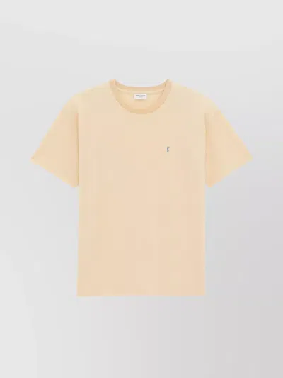 Saint Laurent Crewneck Collar Short Sleeves T-shirt In Orange