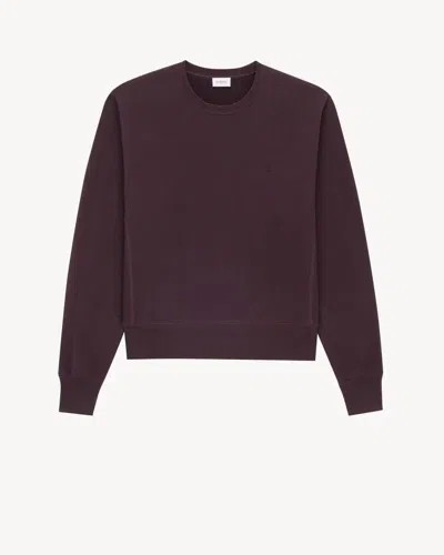 Saint Laurent Crew-neck Cotton Sweatshirt In Brown