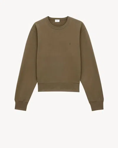 Saint Laurent Crewneck Cotton-jersey Sweatshirt In Green
