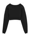 Saint Laurent Balloon-sleeves Cropped Sweatshirt In Black