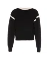Saint Laurent Bi-colour Knitted Jumper In Black