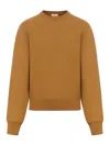 Saint Laurent Crewneck Long-sleeved Sweatshirt In Mordore