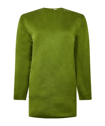 Saint Laurent Crew-neck Mini Dress In Green