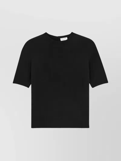 Saint Laurent Crewneck Short Sleeves Knitwear In Black