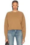 Saint Laurent Oversized Cotton Fleece Sweatshirt In Caramel