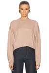 Saint Laurent Cotton Logo Sweatshirt In Nude Rose