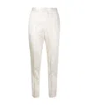 Saint Laurent Crinkle-effect Tailored Trousers In White