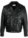 Saint Laurent Crinkled-effect Leather Jacket In Black