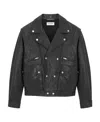 Saint Laurent Crinkled-effect Leather Jacket In Black