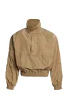 Saint Laurent Technical Nylon Track Jacket In Brown