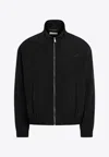 Saint Laurent Black Jacket With High Neck And Logo Lettering On The Front In Tech Fabric Man In Black