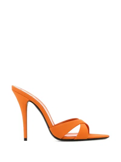 Saint Laurent Criss-cross Heeled Sandals In Orange