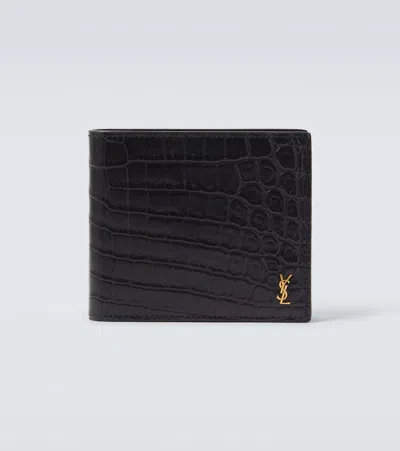 Saint Laurent Monogram Embossed Bi-fold Wallet In Nude