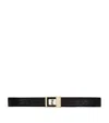 Saint Laurent Croc-embossed Leather Buckle Belt In Black