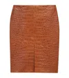 Saint Laurent Pencil Skirt In Crocodile-embossed Leather In Brown