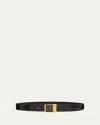 Saint Laurent Croc-embossed Leather Square Buckle Belt In Fondente