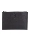 Saint Laurent Croc-embossed Monogram Pouch