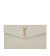 Saint Laurent Croc-embossed Uptown Envelope Pouch In White