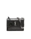 Saint Laurent Croc Medium Sunset Bag In Black