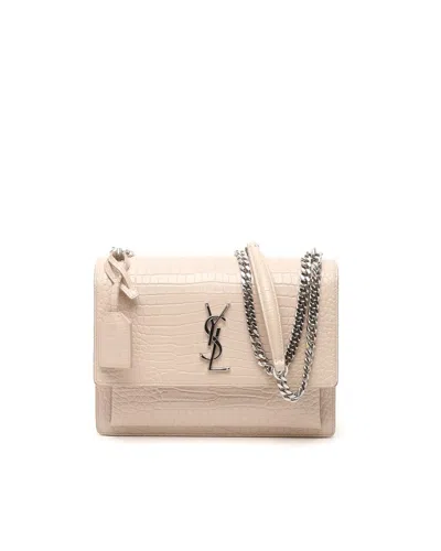 Saint Laurent Croc Sunset Bag In Pink