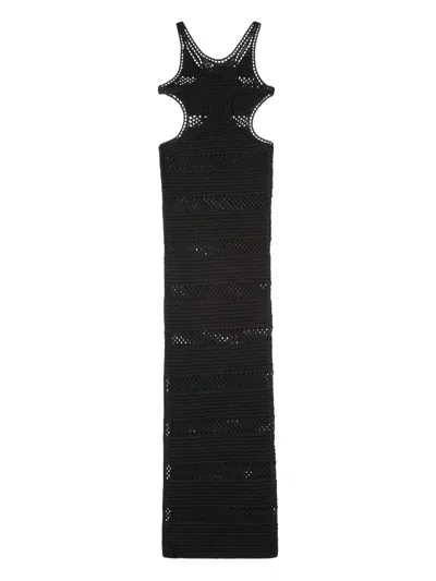 Saint Laurent Crochet Cut-out Dress In Black