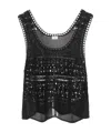 Saint Laurent Black Crochet Tank Top In Black