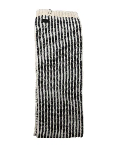 Saint Laurent Crochet-knitted Scarf In Black And White Wool (authentic Pre-  Loved) In Multi