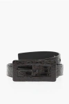 SAINT LAURENT CROCO-EFFECT LEATHER BELT 30MM