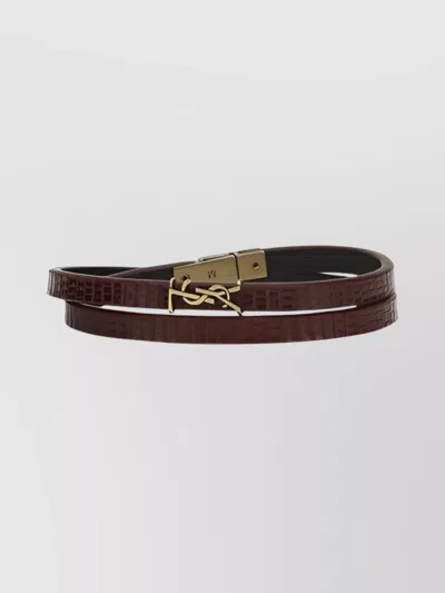 Saint Laurent Croco Leather Double Wrap Bracelet