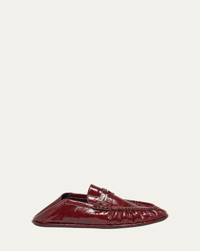 Saint Laurent Croco Ysl Convertible Penny Loafers In Grenade