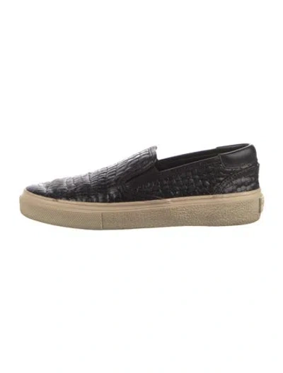 Pre-owned Saint Laurent Crocodile Colorblock Pattern Espadrilles In Black
