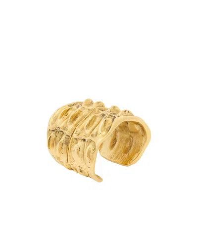 Saint Laurent Crocodile Cuff In Metal In Gold