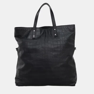 Pre-owned Saint Laurent Crocodile Embossed 2-way Shopper Tote