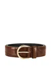 Saint Laurent Crocodile-embossed Leather Belt In Brown