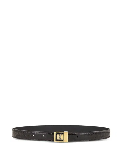 Saint Laurent Crocodile-embossed Leather Belt In Black