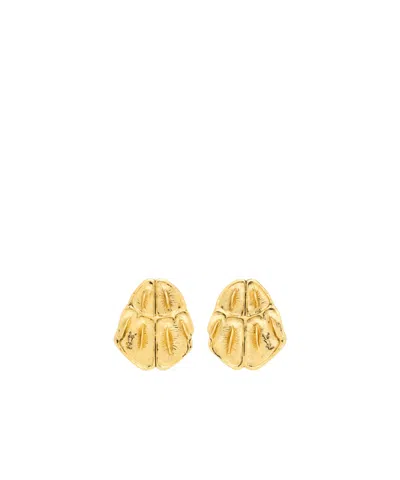 Saint Laurent Crocodile Scale Textured Earrings In Gold