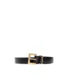 Saint Laurent Crocodille-effect Belt In Black