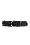 Saint Laurent Croissant De Lune Buckled Thin Belt In Black