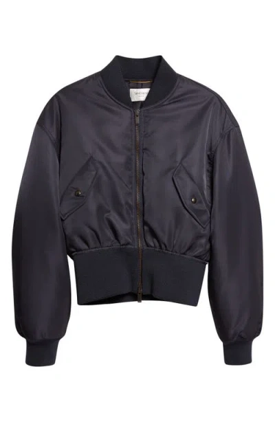 Saint Laurent Crop Bomber Jacket In Black