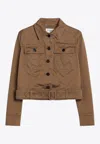 Saint Laurent Cropped Jacket In Brown