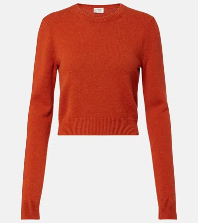 Saint Laurent Cropped Cashmere Sweater In Red