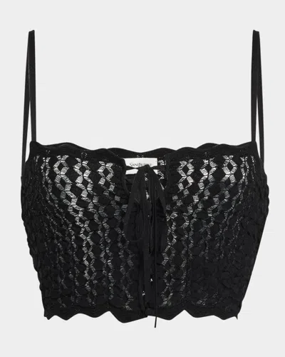 Saint Laurent Cropped Crochet Top In Noir